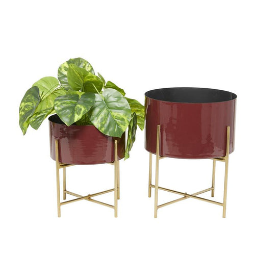 CosmoLiving by Cosmopolitan Red Metal Modern Planter