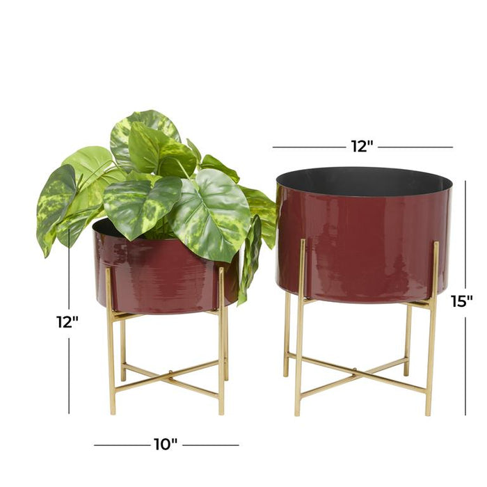 CosmoLiving by Cosmopolitan Red Metal Modern Planter