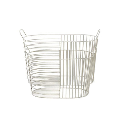 COSMOLIVING BY COSMOPOLITAN SILVER METAL STORAGE BASKET WITH HANDLES