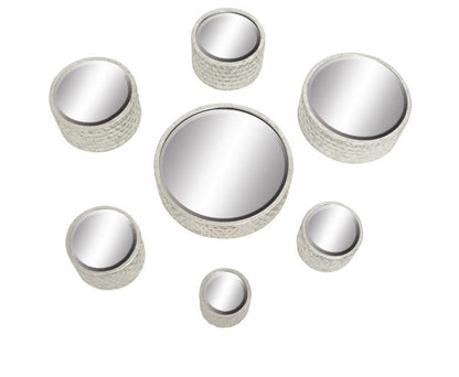 COSMOLIVING BY COSMOPOLITAN SILVER METAL WALL MIRROR, SET OF 7 12", 10", 8", 7", 6"D