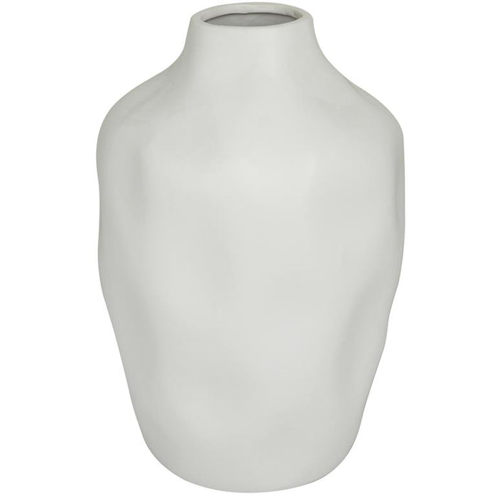 CosmoLiving by Cosmopolitan White Ceramic Abstract Faceted Decorative Vase