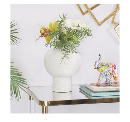 COSMOLIVING BY COSMOPOLITAN WHITE CERAMIC HANDMADE VASE