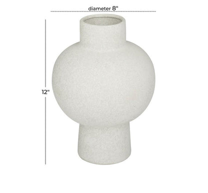 COSMOLIVING BY COSMOPOLITAN WHITE CERAMIC HANDMADE VASE