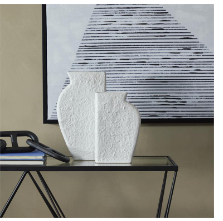 COSMOLIVING BY COSMOPOLITAN WHITE CERAMIC TEXTURED VASE