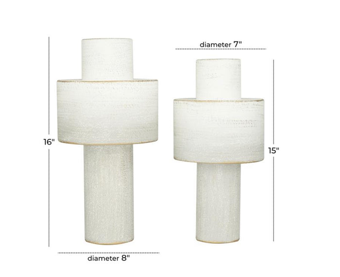 COSMOLIVING BY COSMOPOLITAN WHITE METAL VASE,