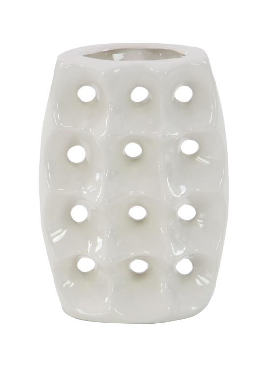 COSMOPOLITAN WHITE CERAMIC VASE WITH VARYING PATTERNS