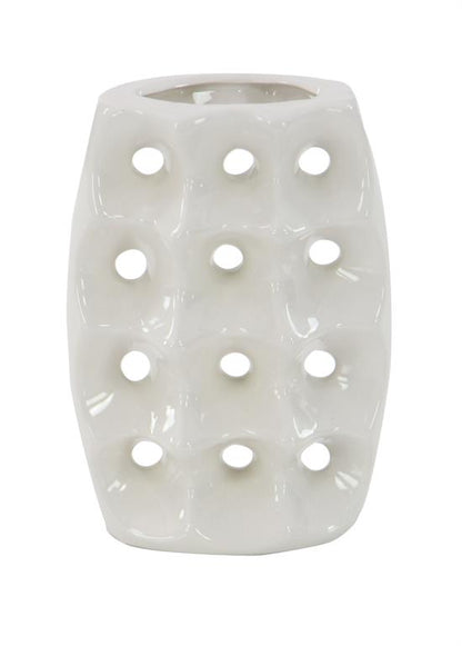 COSMOPOLITAN WHITE CERAMIC VASE WITH VARYING PATTERNS