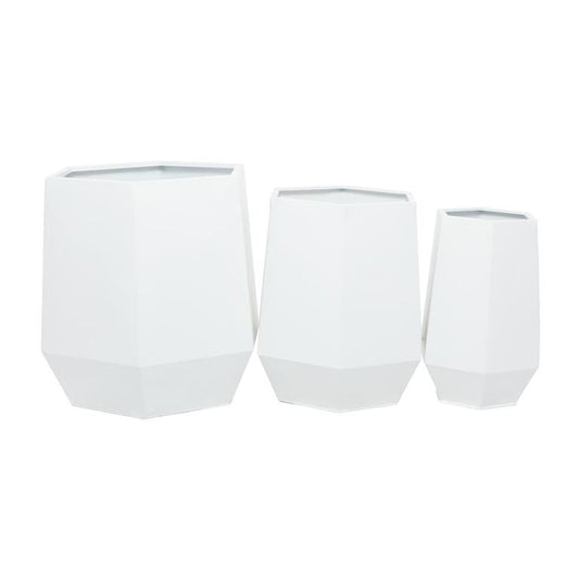 COSMOPOLITAN WHITE METAL INDOOR OUTDOOR PLANTER