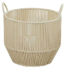 CREAM COTTON HANDMADE STORAGE BASKET WITH HANDLES