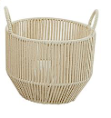 CREAM COTTON HANDMADE STORAGE BASKET WITH HANDLES