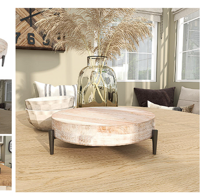 CREAM MANGO WOOD TRAY WITH BLACK METAL LEGS, 13" X 12" X 4"