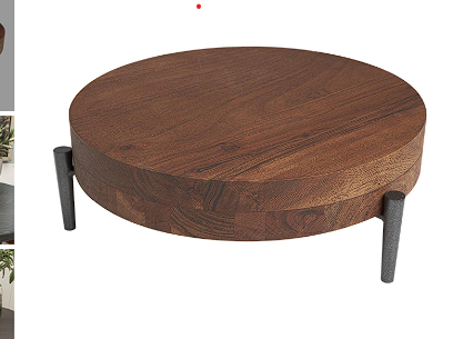 CREAM MANGO WOOD TRAY WITH BLACK METAL LEGS, 13" X 12" X 4"