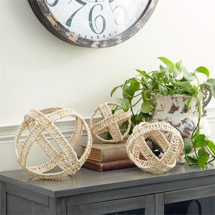 CREAM METAL GEOMETRIC HANDMADE WOVEN SCULPTURE