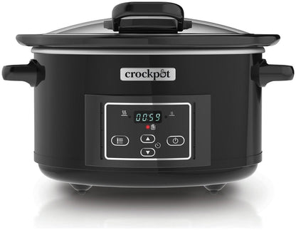 Crockpot 4.7L Hinged Lid Digital Slow Cooker - Black