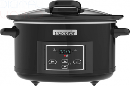 Crockpot 4.7L Hinged Lid Digital Slow Cooker - Black