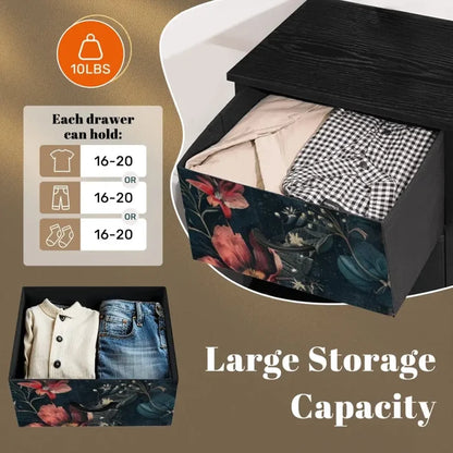 Dark Academia Bold Flowers Dresser – Floral 4-Drawer Storage Cabinet - retro dresser