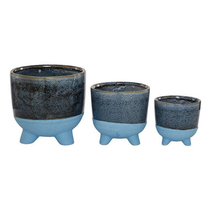 DARK BLUE CERAMIC INDOOR OUTDOOR PLANTER