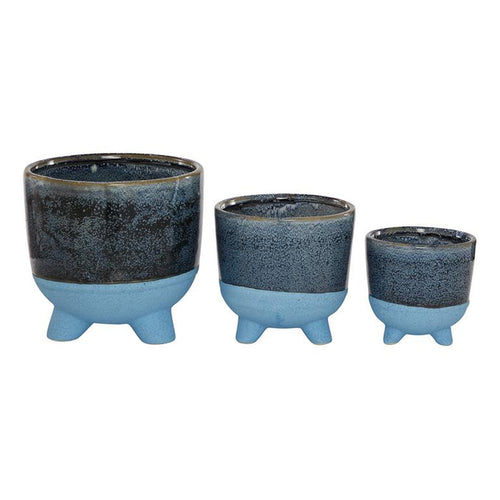 DARK BLUE CERAMIC INDOOR OUTDOOR PLANTER