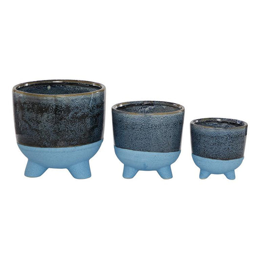 DARK BLUE CERAMIC INDOOR OUTDOOR PLANTER
