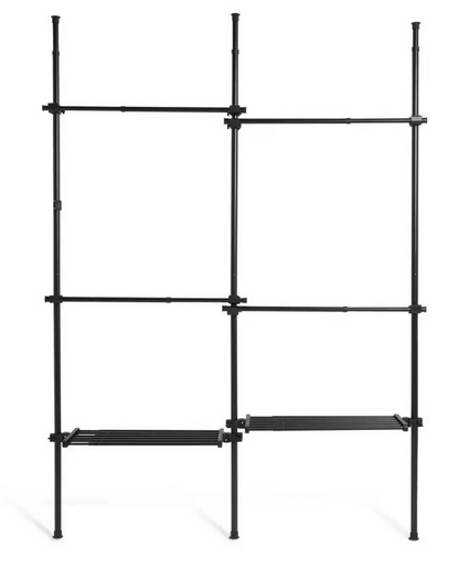 Double Adjustable Ceiling Clothes Rail Black | Hanging Garment Storage Rack
