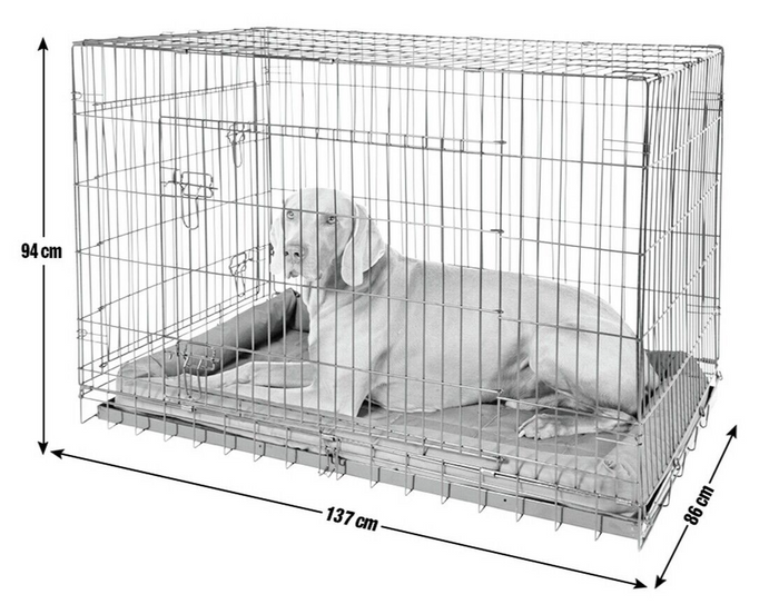 Double Door XXL Pet Cage H94xW137xD86cm | Large Dog Crate for Indoor Pet Storage