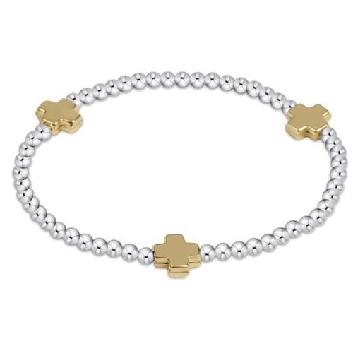 E Newton Signature Cross Mixed Metal Bracelet
