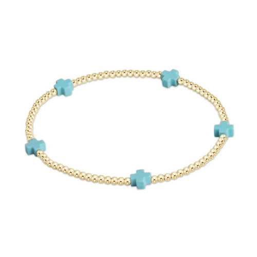 E Newton Signature Cross Small Gold Bracelet 2MM