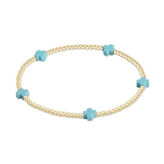 E Newton Signature Cross Small Gold Bracelet 2MM