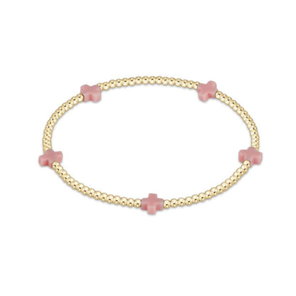 E Newton Signature Cross Small Gold Bracelet 2MM
