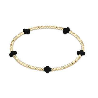 E Newton Signature Cross Small Gold Bracelet 2MM