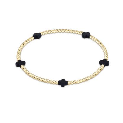 E Newton Signature Cross Small Gold Bracelet 2MM