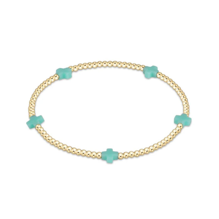 E Newton Signature Cross Small Gold Bracelet 2MM
