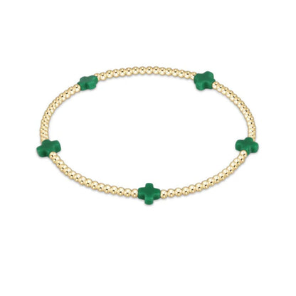 E Newton Signature Cross Small Gold Bracelet 2MM