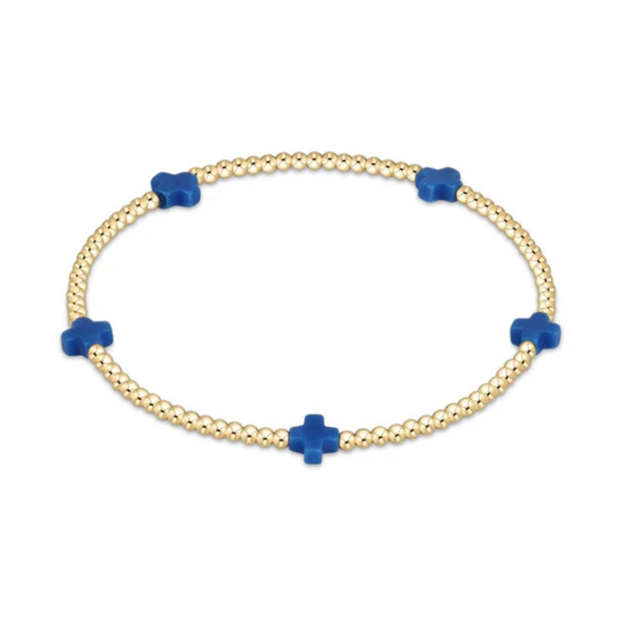 E Newton Signature Cross Small Gold Bracelet 2MM