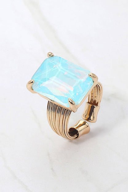 EMERALD CUT ADJUSTABLE RING