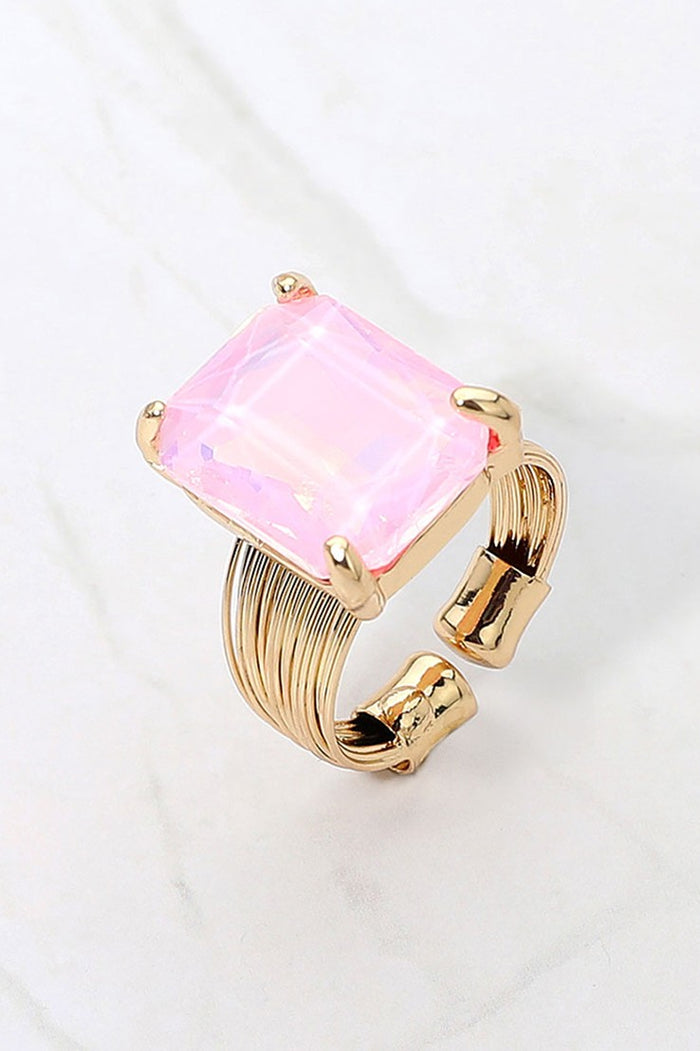 EMERALD CUT ADJUSTABLE RING