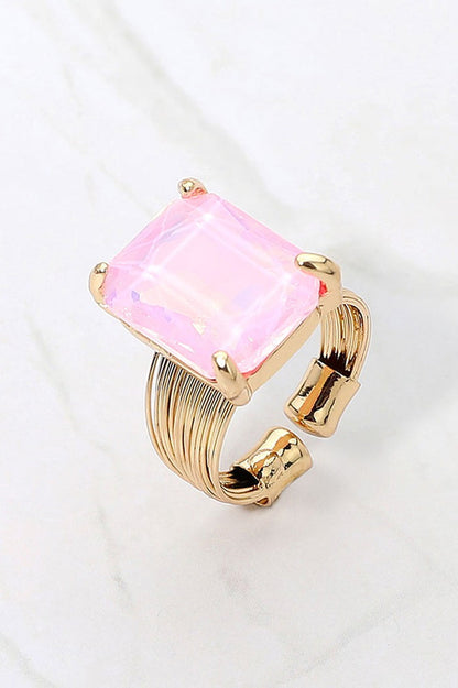 EMERALD CUT ADJUSTABLE RING