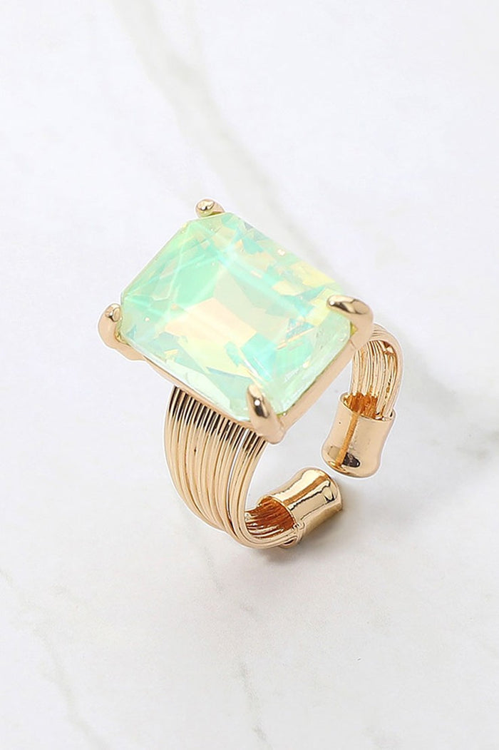 EMERALD CUT ADJUSTABLE RING