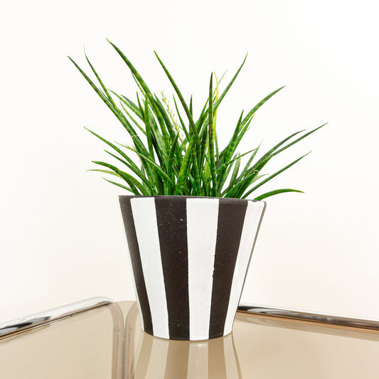 Extraordinary 1960s XL Conical Midcentury CERAMIC PLANTER Black White