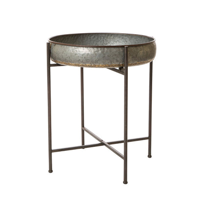 Farmhouse Galvanized Metal Serving Tray Table