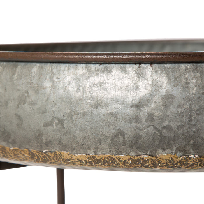 Farmhouse Galvanized Metal Serving Tray Table