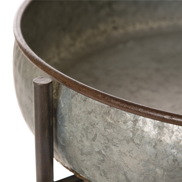 Farmhouse Galvanized Metal Serving Tray Table
