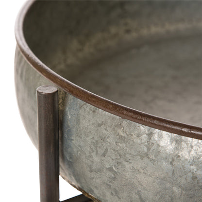 Farmhouse Galvanized Metal Serving Tray Table