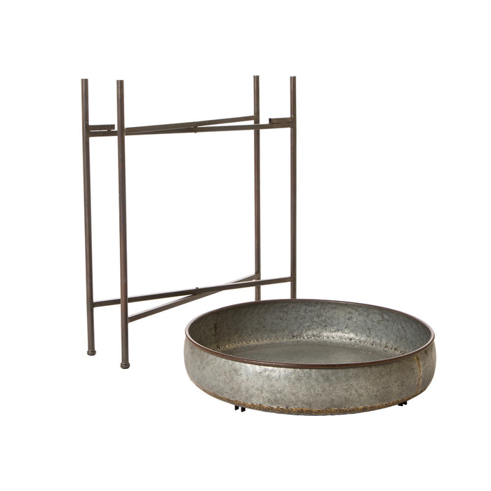 Farmhouse Galvanized Metal Serving Tray Table