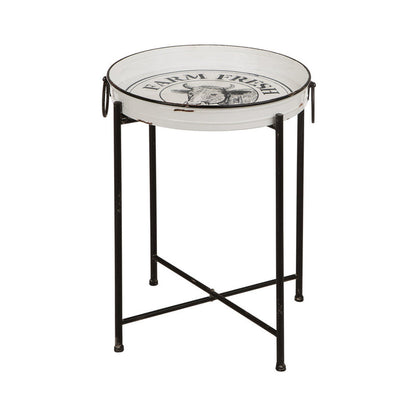 Farmhouse Metal Enamel Serving Tray Table