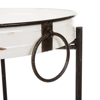 Farmhouse Metal Enamel Serving Tray Table