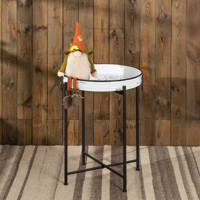 Farmhouse Metal Enamel Serving Tray Table