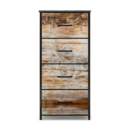 Faux-Wood Nordic Dresser: Modern Rustic Steel Frame Fabric Cabinet - One Size - retro dresser