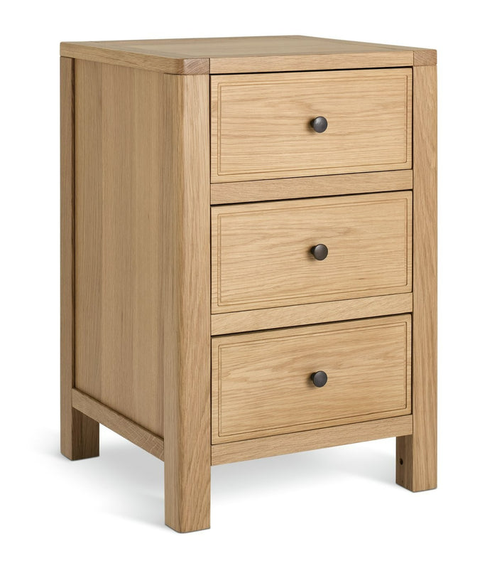 Finchley 3 Drawer Bedside Table - Oak | Practical Nighstand