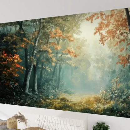 Foggy Tree Path Oil Painting Full-Wall Peel & Stick Wallpaper - Custom Sizes - 144’’x100’’ - retro wallpaper